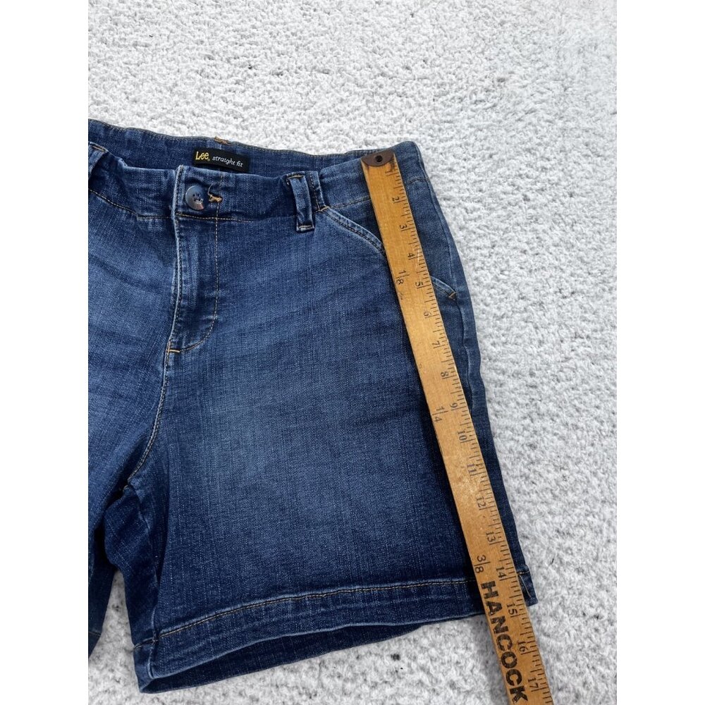 Women's Lee Dark Wash Straight Fit Denim Chino Shorts Size 12 - Picture 2 of 9